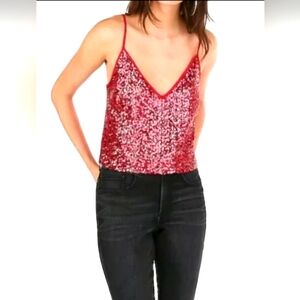 Express X Olivia Culpo Magenta Strappy Sequined Crop Top, Size S